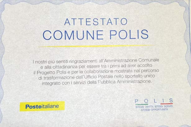 Attestato comune Polis